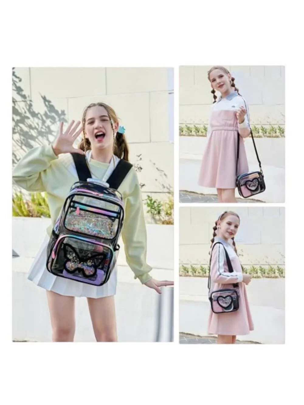 Clear Backpack for Girls Kids Heavy Duty See Through School Bag Stadium Approved